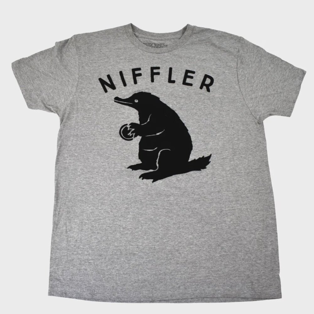 Fantastic Beasts Crimes Of Grindelwald Mens Niffler Flocked Shirt New